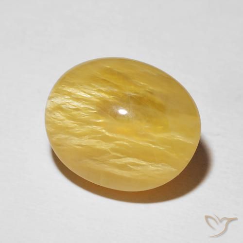 Ópalo ojo de gato Amarillo solidago natural de 10.02 ct, Ovalada, Opaco