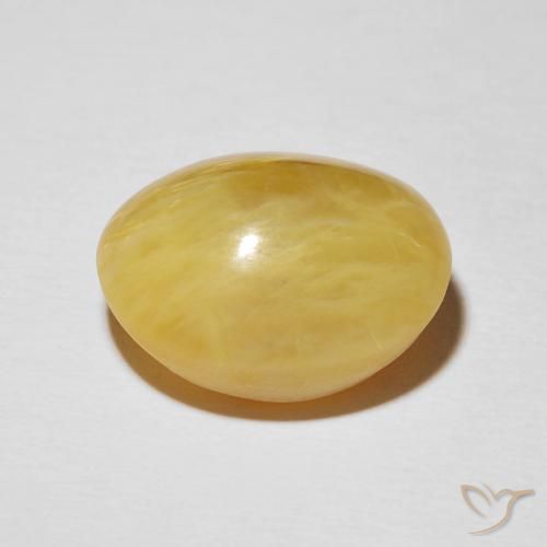 Ópalo ojo de gato Amarillo solidago natural de 10.02 ct, Ovalada, Opaco