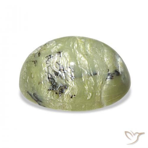 Ópalo ojo de gato Verde medio natural de 6.67 ct, Ovalada, Opaco