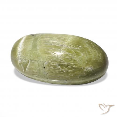 Ópalo ojo de gato Verde amarillento natural de 7.30 ct, Ovalada, Opaco