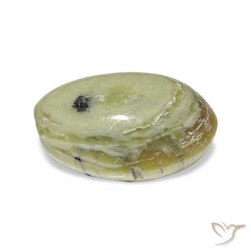 Ópalo ojo de gato Verde amarillento natural de 3.02 ct, Ovalada, Opaco