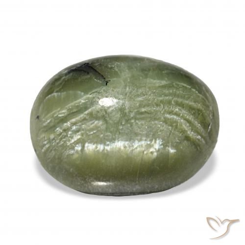 2.64ct Verde amarillento Ópalo ojo de gato, Ovalada, Opaco