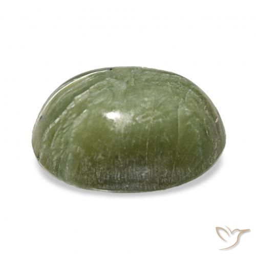 Ópalo ojo de gato Verde amarillento natural de 2.64 ct, Ovalada, Opaco