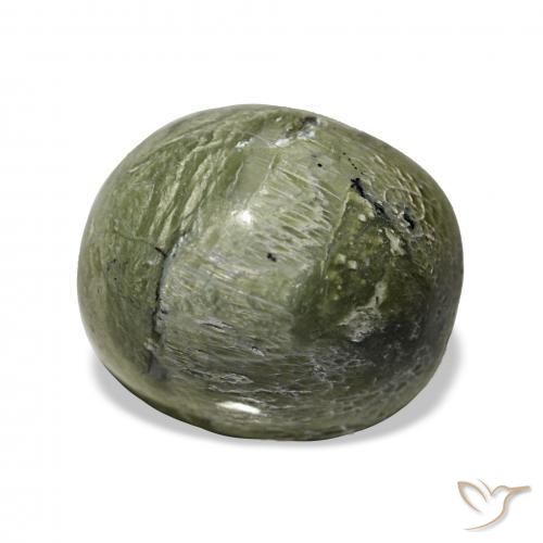 Ópalo ojo de gato Verde amarillento natural de 4.64 ct, Ovalada, Opaco