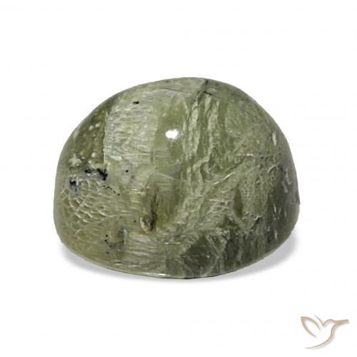 Ópalo ojo de gato Verde amarillento natural de 4.64 ct, Ovalada, Opaco
