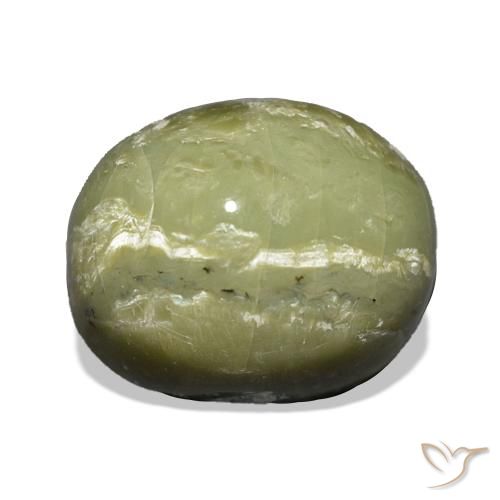 Ópalo ojo de gato Verde amarillento natural de 9.69 ct, Forma Cojín, Opaco