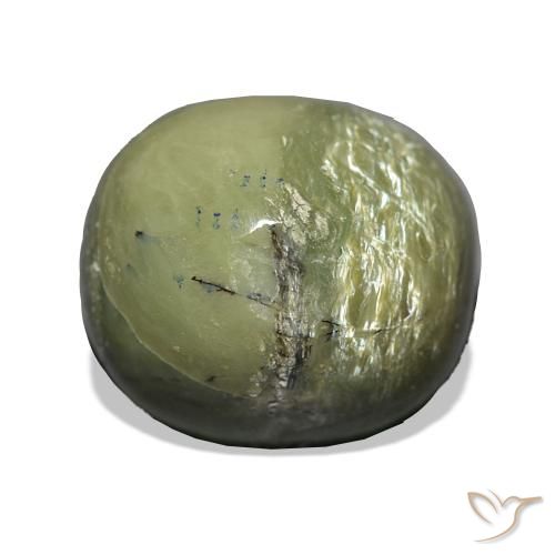 Ópalo ojo de gato Verde terroso natural de 6.79 ct, Forma Cojín, Opaco