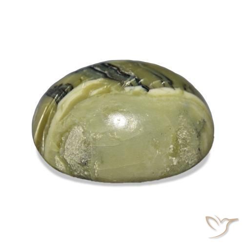 Ópalo ojo de gato Verde amarillento natural de 6.94 ct, Ovalada, Opaco