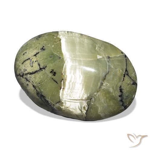 Ópalo ojo de gato Verde amarillento natural de 10.18 ct, Ovalada, Opaco