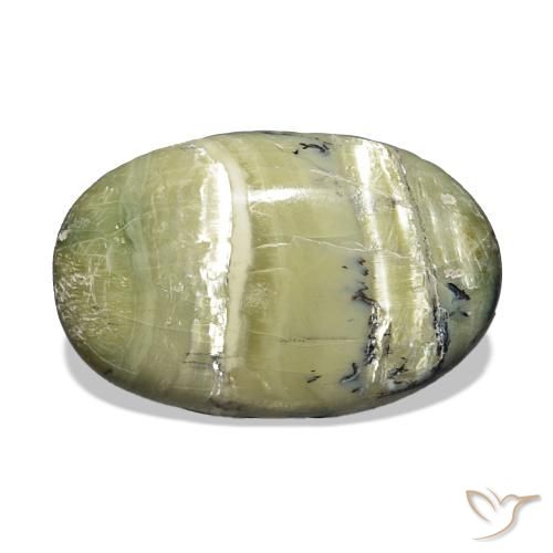 Ópalo ojo de gato Verde amarillento natural de 7.08 ct, Ovalada, Opaco