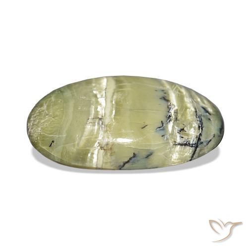 Ópalo ojo de gato Verde amarillento natural de 7.08 ct, Ovalada, Opaco