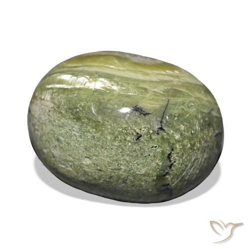 Ópalo ojo de gato Verde grisáceo natural de 12.06 ct, Ovalada, Opaco