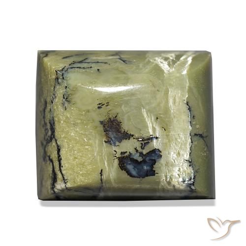 Ópalo ojo de gato Verde medio natural de 21.06 ct, Corte Baguette, Opaco