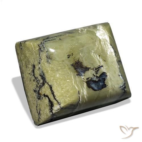 Ópalo ojo de gato Verde medio natural de 21.06 ct, Corte Baguette, Opaco