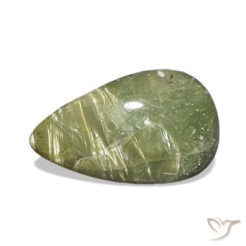 Ópalo ojo de gato Verde terroso natural de 2.14 ct, En forma de pera, Opaco