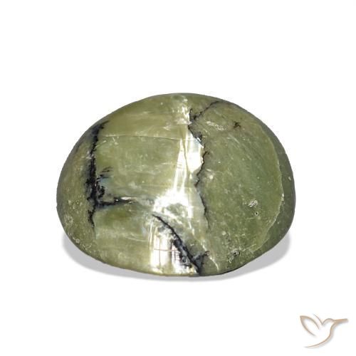 Ópalo ojo de gato Verde cálido natural de 3.00 ct, Forma Cojín, Opaco