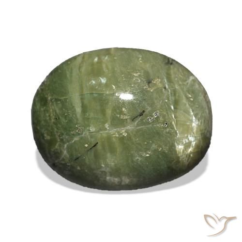 3.42ct Verde cálido Ópalo ojo de gato, Ovalada, Opaco