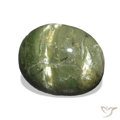 Ópalo ojo de gato Verde cálido natural de 3.42 ct, Ovalada, Opaco
