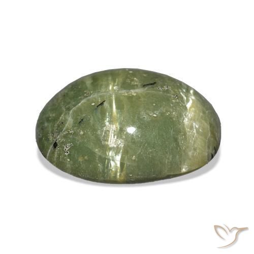 Ópalo ojo de gato Verde cálido natural de 3.42 ct, Ovalada, Opaco
