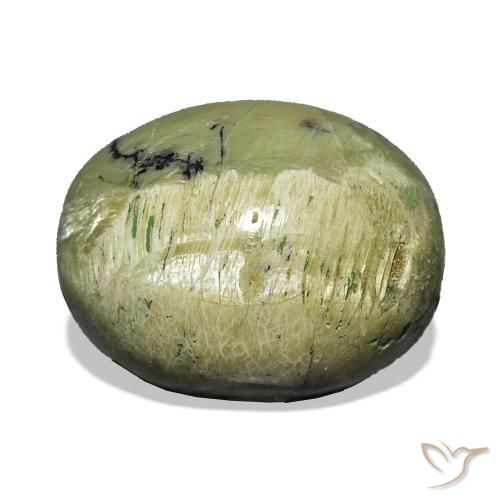 Ópalo ojo de gato Verde terroso natural de 8.06 ct, Ovalada, Opaco