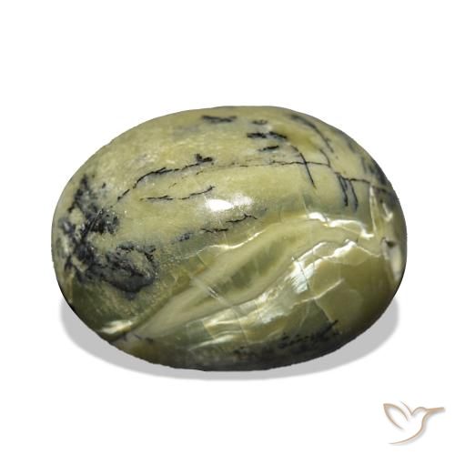 Ópalo ojo de gato Verde amarillento natural de 5.74 ct, Ovalada, Opaco