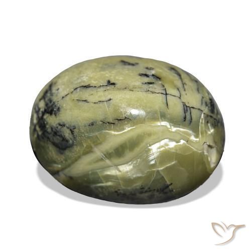 Ópalo ojo de gato Verde amarillento natural de 5.74 ct, Ovalada, Opaco