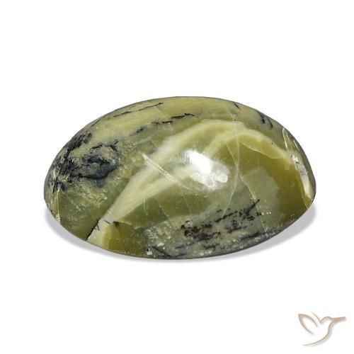 Ópalo ojo de gato Verde amarillento natural de 5.74 ct, Ovalada, Opaco