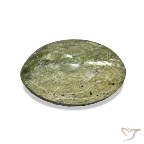 Ópalo ojo de gato Verde terroso natural de 4.77 ct, Ovalada, Opaco