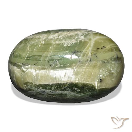 Ópalo ojo de gato Verde amarillento natural de 22.11 ct, Ovalada, Opaco
