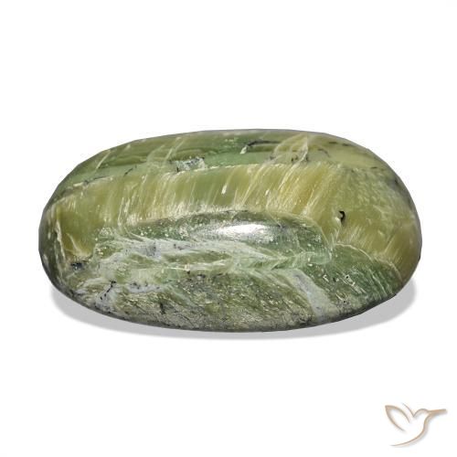 Ópalo ojo de gato Verde amarillento natural de 22.11 ct, Ovalada, Opaco