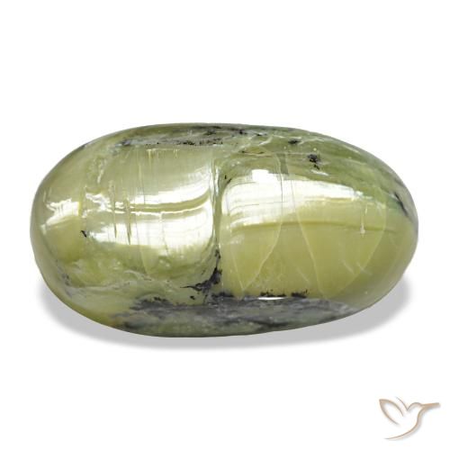 Cat's eye opal verde natural de 9,66 ct, corte óvalo, opaco