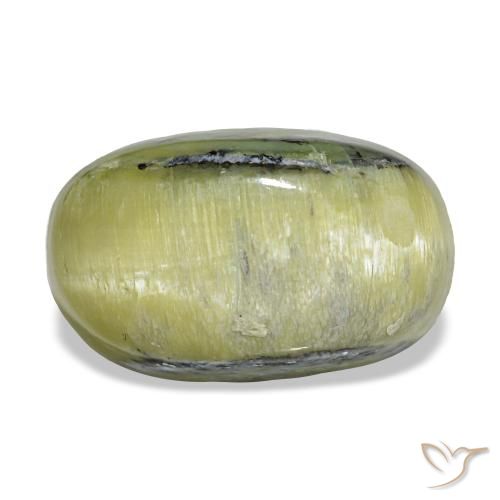 Cat's eye opal verde natural de 4,62 ct, corte óvalo, opaco