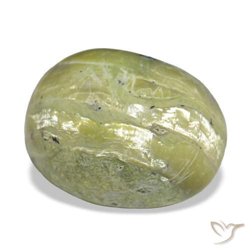 Cat's eye opal verde natural de 11,22 ct, corte óvalo, opaco
