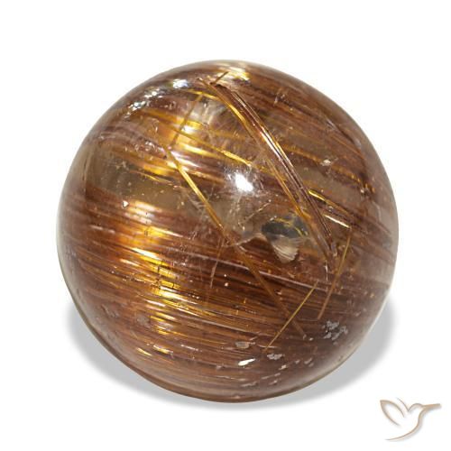 Cat's eye rutile quartz naranja natural de 3,91 ct, corte redondo, translúcido
