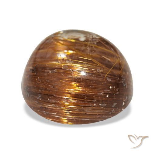 Cat's eye rutile quartz naranja natural de 3,91 ct, corte redondo, translúcido