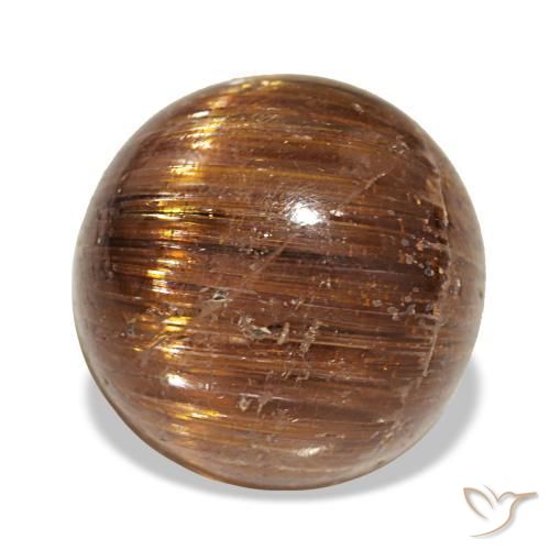 Cat's eye rutile quartz naranja natural de 5,21 ct, corte redondo, translúcido