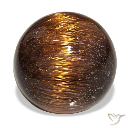 Cat's eye rutile quartz naranja de 19,68 ct, redondo, opaco