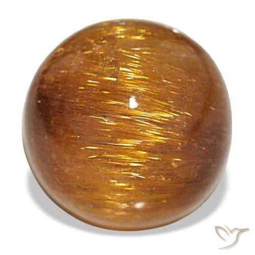 Cat's eye rutile quartz naranja de 17,93 ct, redondo, opaco