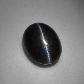 Cat's eye scapolite negro natural de 3,37 ct, corte óvalo, opaco