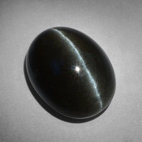 Cat's eye scapolite negro natural de 18,17 ct, corte óvalo, opaco