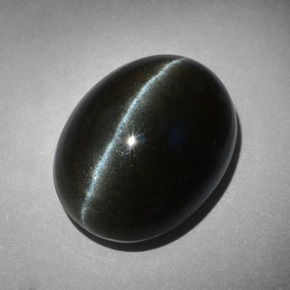 Cat's eye scapolite negro natural de 18,17 ct, corte óvalo, opaco
