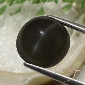 Escapolita Ojo de Gato Marrón oscuro natural de 6.53 ct, Redondo, Translúcido