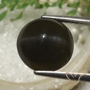 Escapolita Ojo de Gato Marrón oscuro natural de 6.53 ct, Redondo, Translúcido