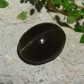 Cat's eye scapolite negro natural de 5,10 ct, corte óvalo, translúcido