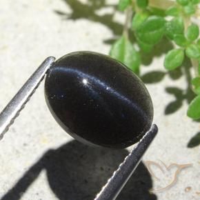 Escapolita Ojo de Gato Negro natural de 2.85 ct, Ovalada, Opaco
