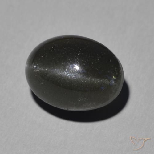 Escapolita Ojo de Gato Negro natural de 5.16 ct, Ovalada, Translúcido