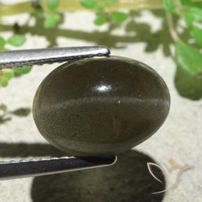 Escapolita Ojo de Gato Marrón claro medio natural de 4.70 ct, Ovalada, Translúcido