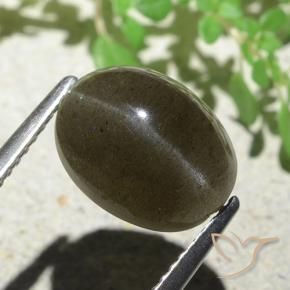 Escapolita Ojo de Gato Marrón claro medio natural de 4.97 ct, Ovalada, Translúcido