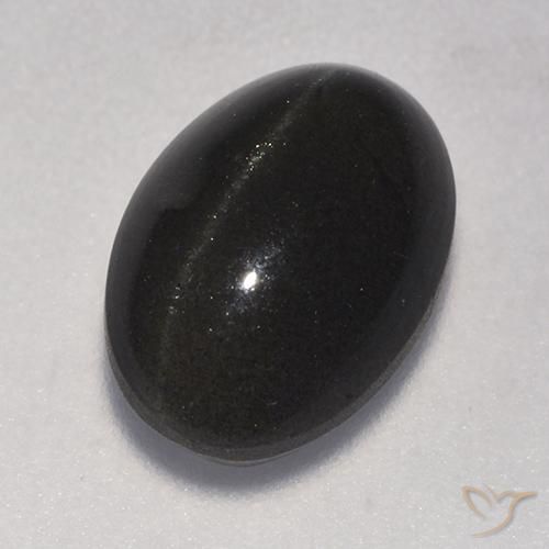 Escapolita Ojo de Gato Negro natural de 3.75 ct, Ovalada, Translúcido