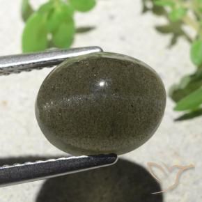 Escapolita Ojo de Gato Marrón medio natural de 4.55 ct, Ovalada, Translúcido